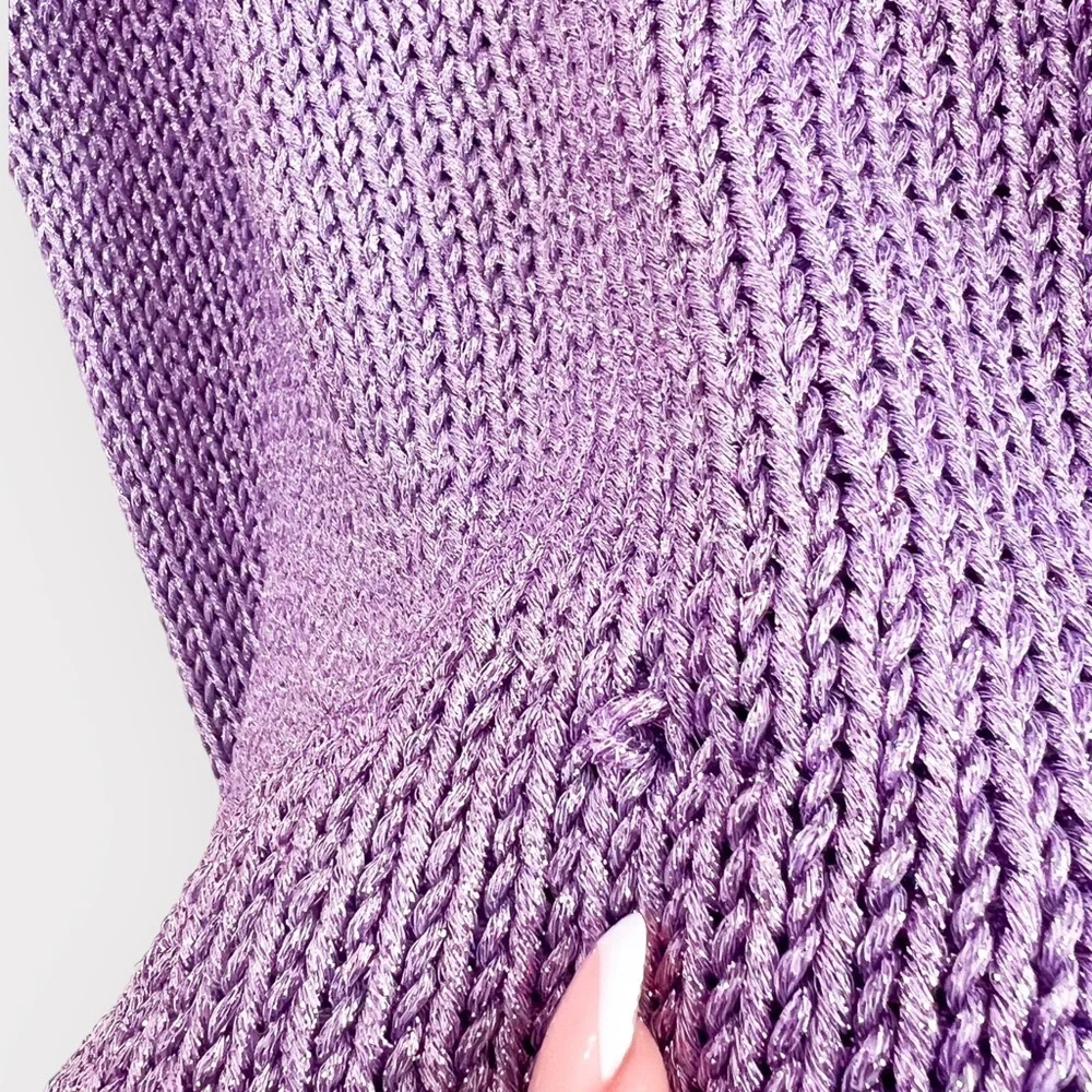 J.CREW Purple Metallic Knit Pullover Sweater (Sz S)